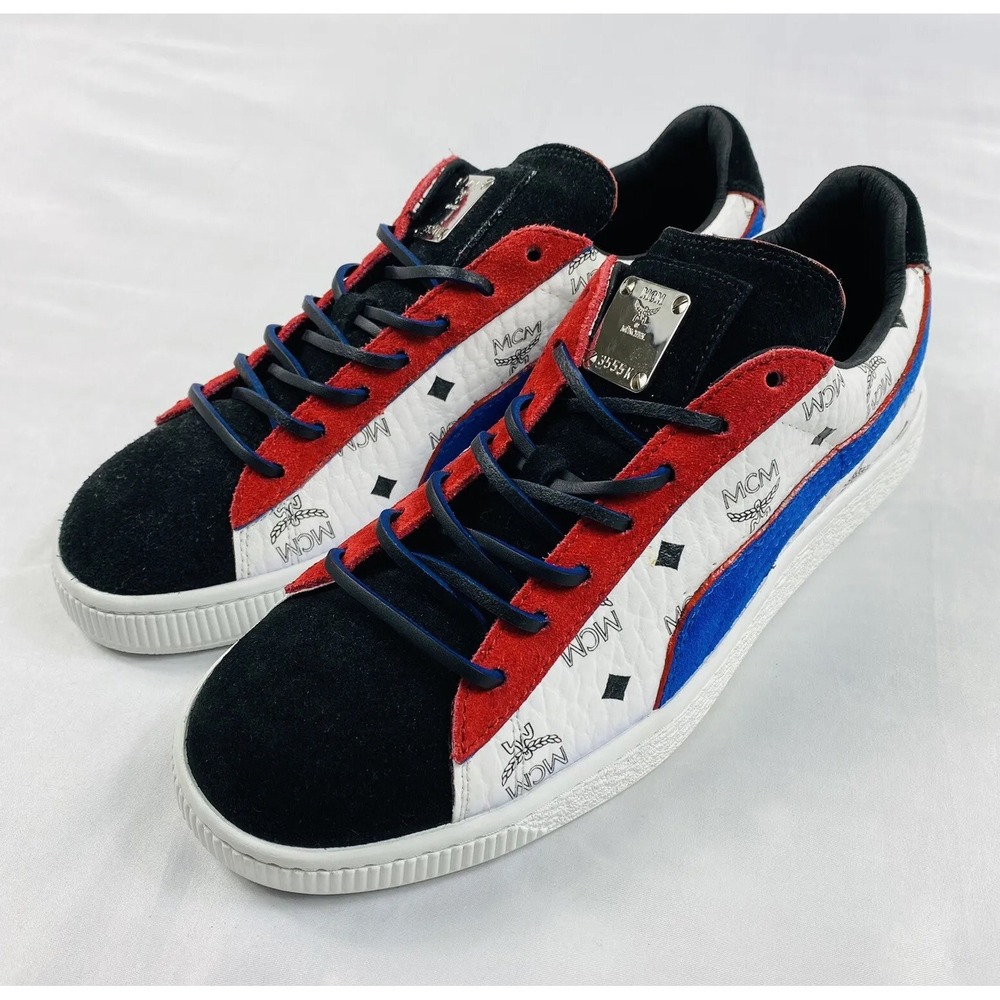Puma Suede Classic X MCM White PBlack-Mykonos Blue Size Mens 7 NWB
